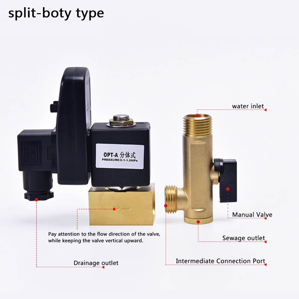 1/2inch DN15 AC 220V Electronic Timed 2way Air Compressor Gas Tank Automatic Drain Valve Valve Solenoid