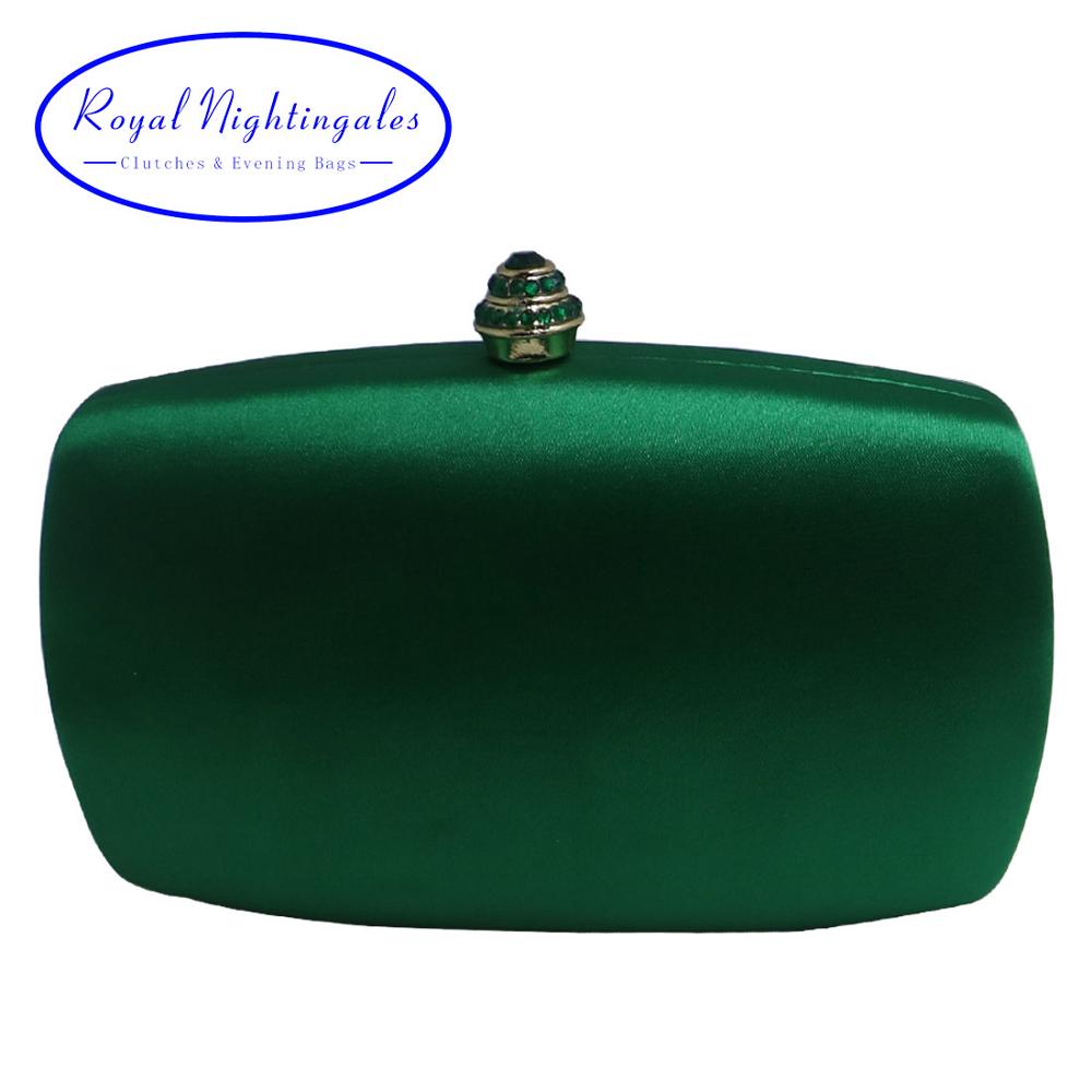 Hard Box Clutch Silk Satin Dark Green Evening Bags for Matching Shoes and Womens Wedding Prom Evening Party