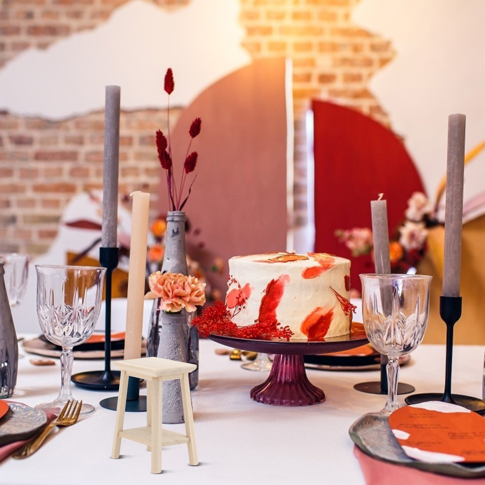 1pc Wooden Mini Furniture Stool Model Wooden Furniture Model Mini House Model Mini Stool Model