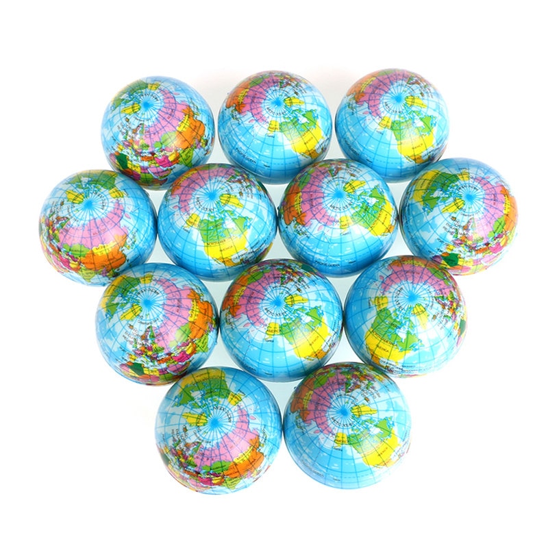 6Pcs 6.3Cm Stress Ballen Planeet Aarde Wereldkaart Antistress Ballen Zachte Pu Schuim Squeeze Speelgoed Voor Kids Kinderen
