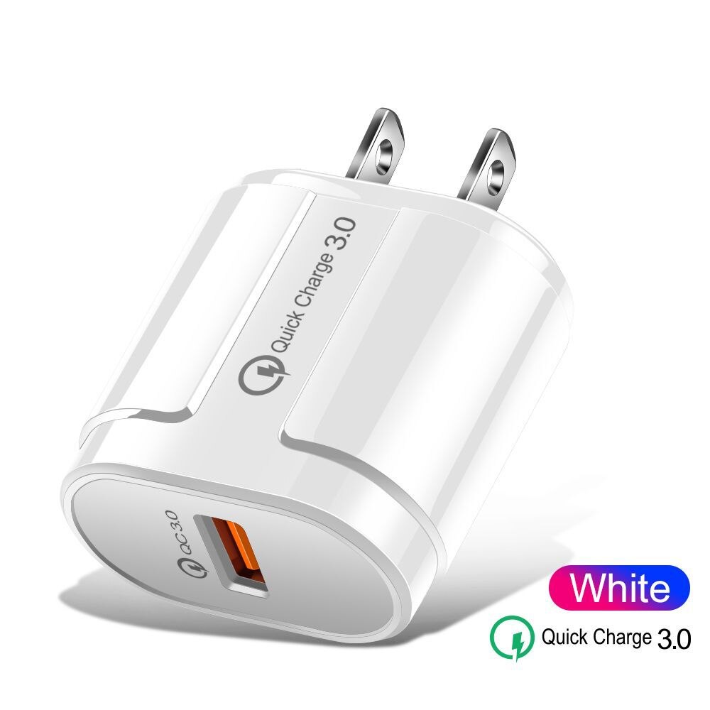 Orendil-cargador USB de carga rápida 3A para teléfono móvil, adaptador de carga rápida de 18W para tabletas, para Huawei, QC3.0, Samsung y Xiaomi: One Port White US