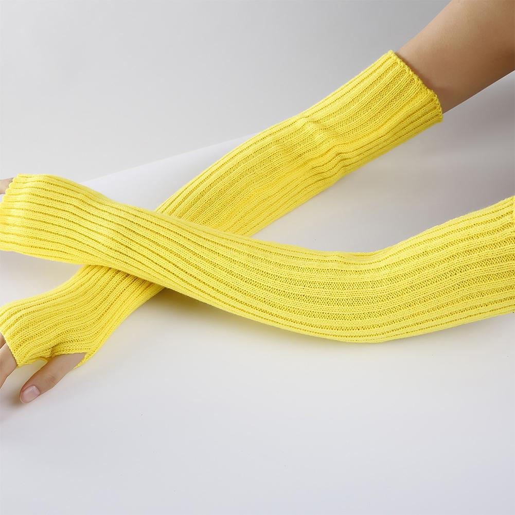 Długie rękawiczki bez palców dla kobiet gotycka odzież punkowa z dzianiny z długim rękawem miękkie damskie rękawiczki bez palców