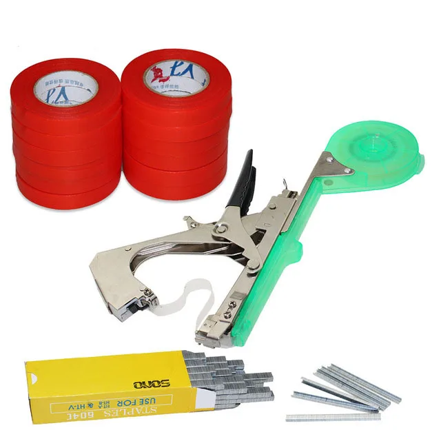 Planta Amarrando Tapetool Máquina Tapener Máquina de amarrar mão de ramo Embalagem Vegetal Stem Strapping Conjunto de ferramentas de poda Nova ferramenta de jardim: Verde