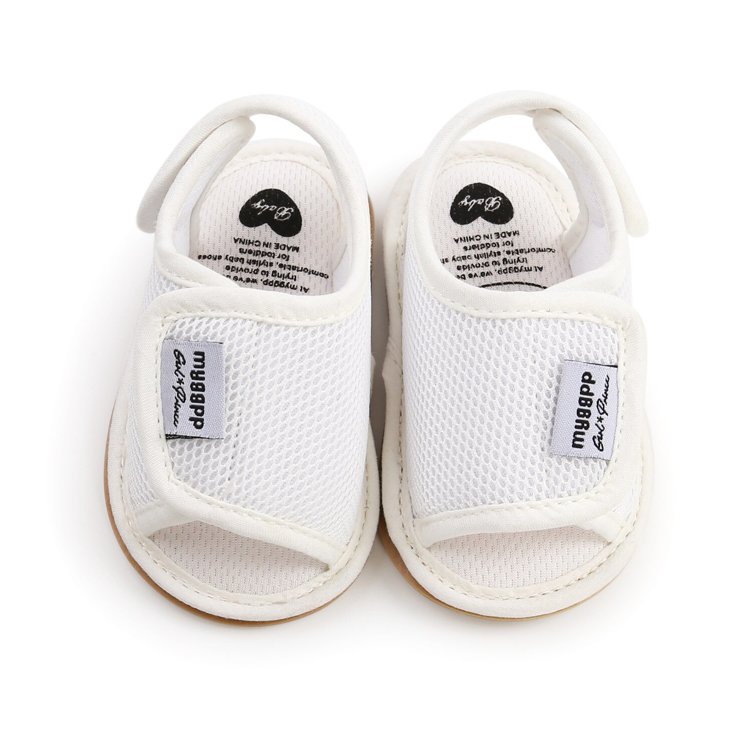 Sandales pour -né garçon et fille, chaussures d'été pour les premiers pas des enfants, semelles plates et souples, antidérapantes, pour les tout-petits de 0 à 18 mois: white / 12cm