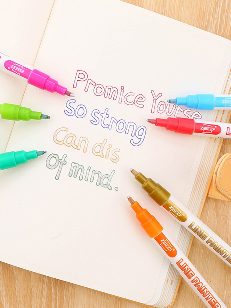 8/12 Color Double-line Outline Flashing Pen Card Writing Drawing DIY Magic Pen