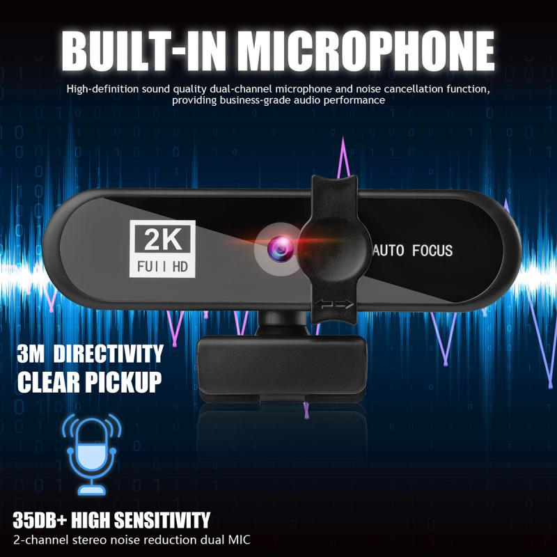 4K Webcam Full Hd 2K Web Camera Voor Pc Computer Laptop Autofocus Lens 1080P Camera Met Microfoon en Statief