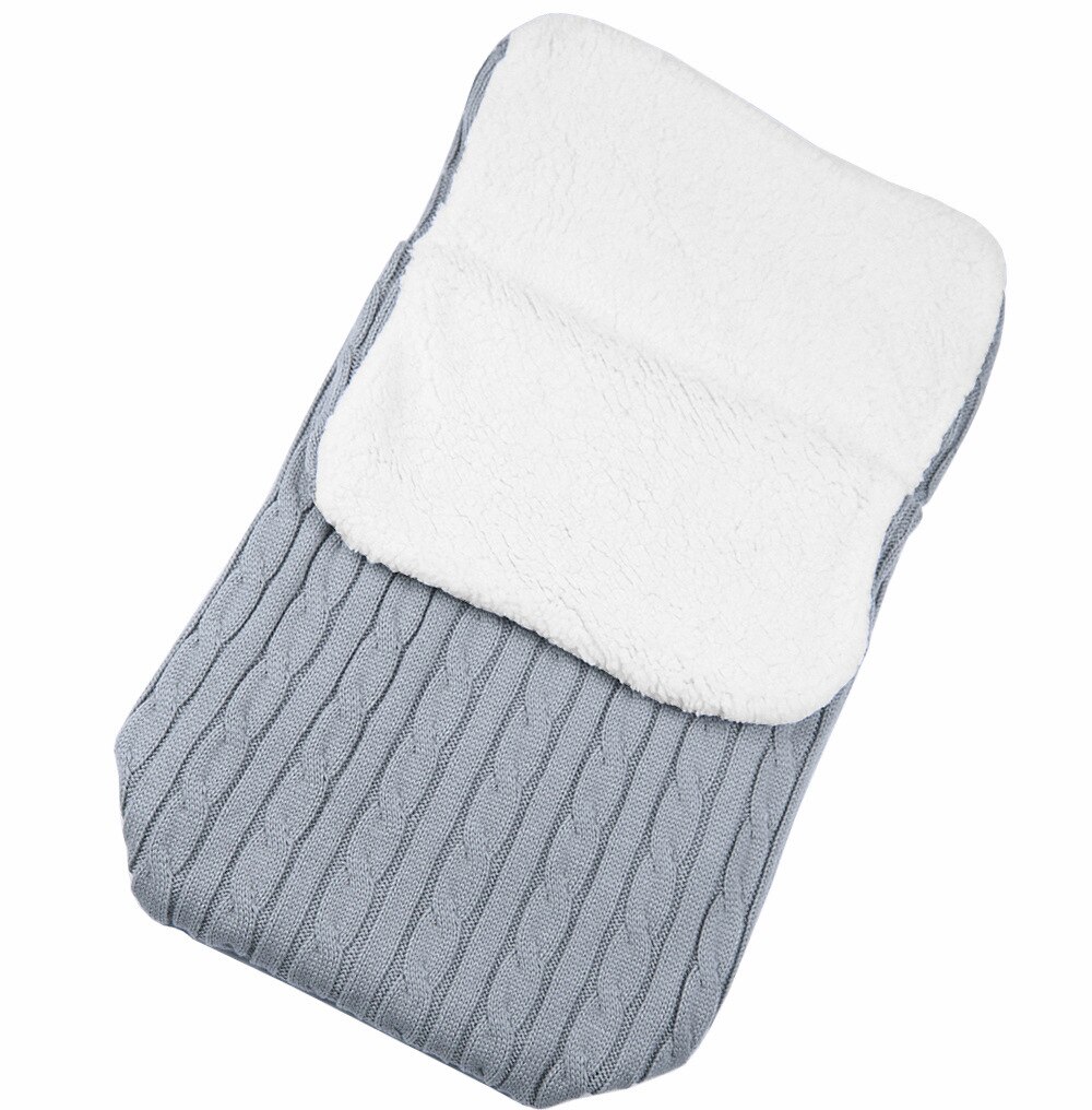 Baby Baby Gebreide Warme Inbakeren Slaapzak Dikker Deken Fleece Dikte Herfst/Winter Kinderwagen Warm Wrap Deken: French grey