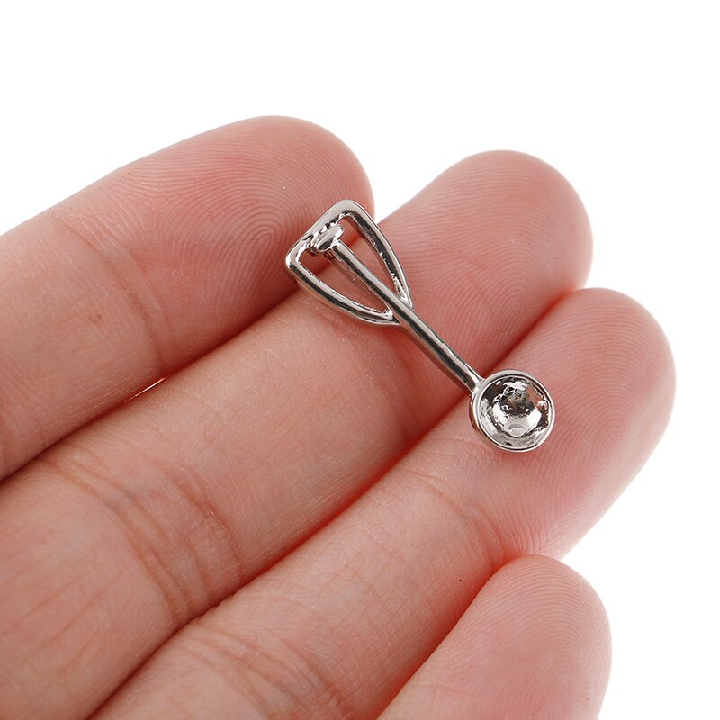 1PCS Mini 1:12 Sliver Dollhouse Ice Cream Spoon Miniature Pretend Play Kitchen Toy 2cm