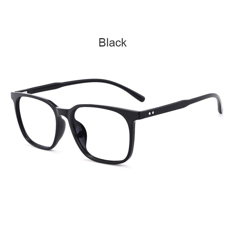 UVLAIK TR90 Glasses Frame Men Women Ultralight Imitation Wood Grain Myopia Spectacle Frame Casual Square Retro Eyeglasses: Black