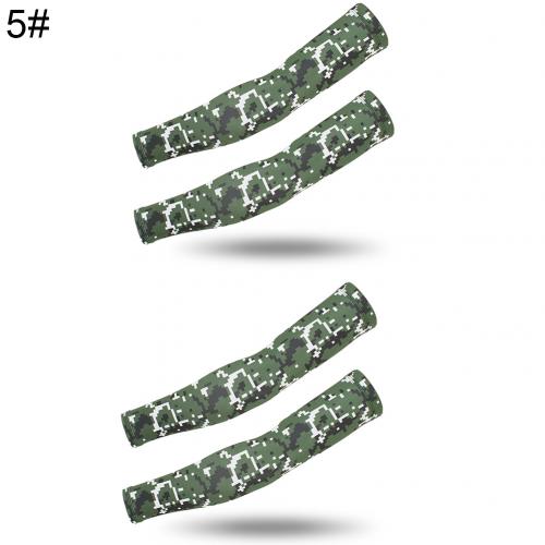 2 Pairs Zomer Arm Mouwen Camouflage Patroon Arm Warmers Mouwen Elastische Uv Zon Bescherming Lange Vingerloze Handschoenen Arm Mouwen: 5
