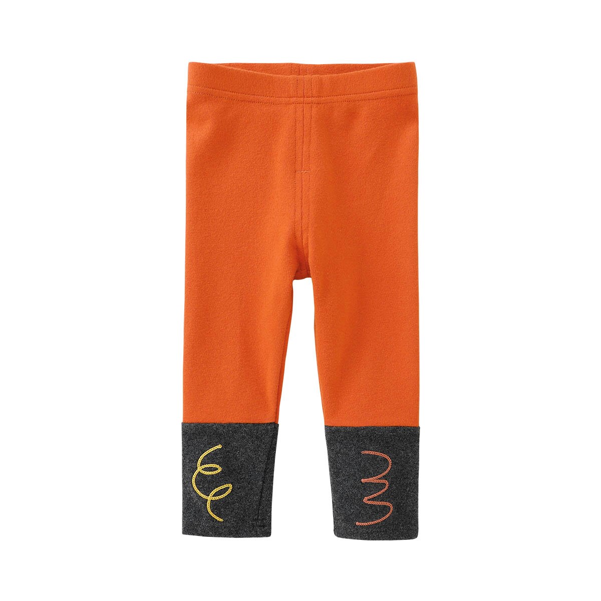 Pureborn Baby Girl Leggings Contrast Color Slim Bottoms Stretchy Cotton Slim Warm Baby Trousers Spring Autumn: Orange / 3-4 Years