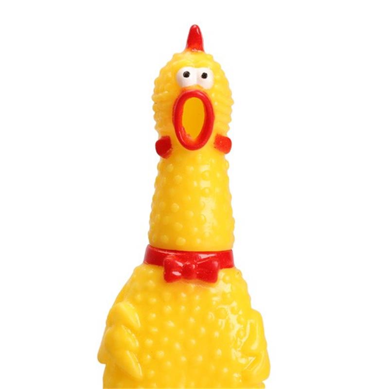 17cm Gelb Schreien Gummi Huhn Spielzeug Druck Linderung quietschen Quietscher Welpen Kauen quietschen Entlüftung Spielzeug