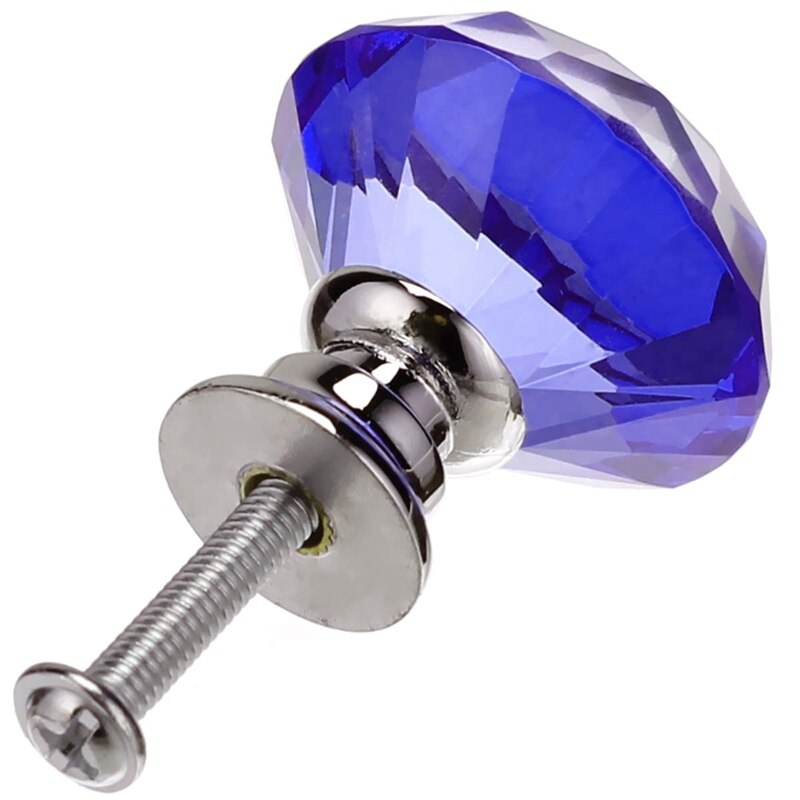 Blauw 10 Stuks 30Mm Crystal Glass Kast Knoppen Diamant Vorm Lade Keukenkasten Dresser Kast Kledingkast Pulls Handles