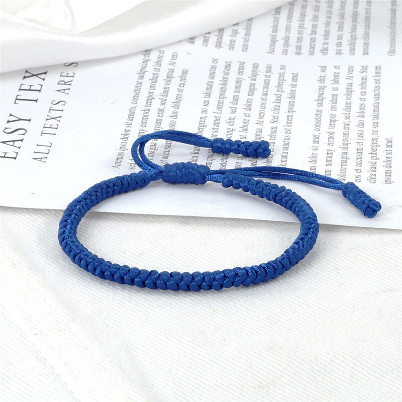 Blue Rope Knots Bracelet Women Lucky Handmade Braided Tibetan Buddhist Adjustable Bracelets Bangles For Men Jewelry