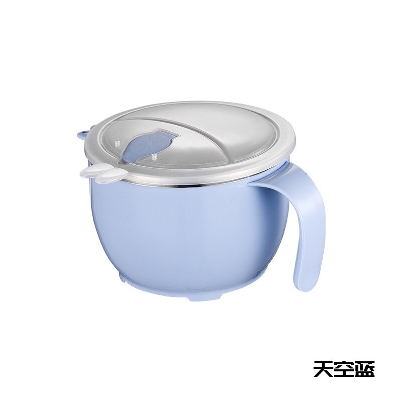 304 Rvs Instant Noodle Kom Studenten Slaapzaal Draagbare Container Japanse Stijl Grote Volume Met Eetstokjes Lepel: 304 Single Instant Noodle Bowl  Blue 