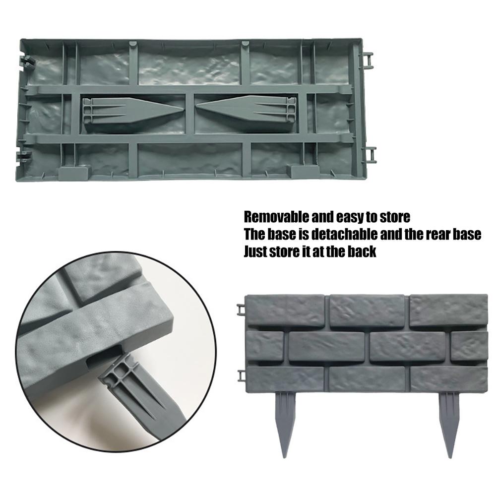 4pcs Garden Edging Courtyard Grass Rectangle Stone Brick Effect Accessories Plant Bordering Path Landscape Lawn Fence Decoration