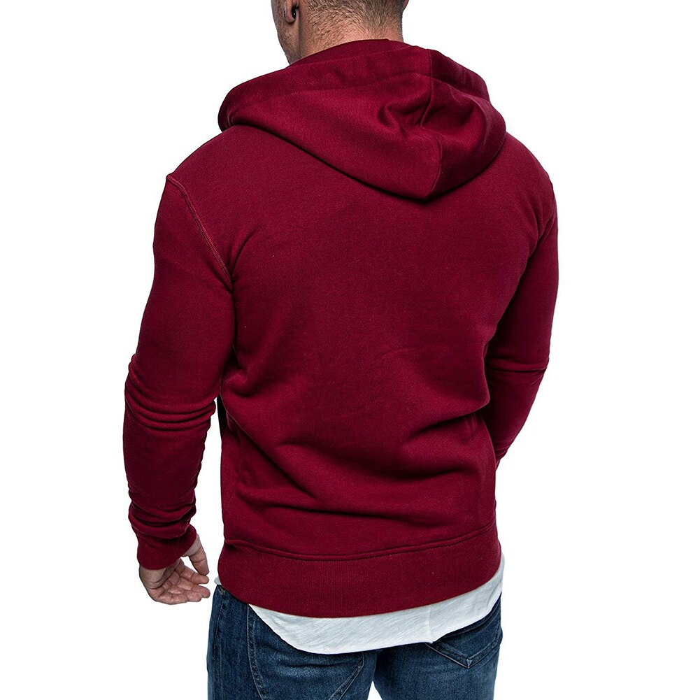 Stijlvolle Plain Mannen Ritsvak Zip Sport Hoodie Trui Jas Jas