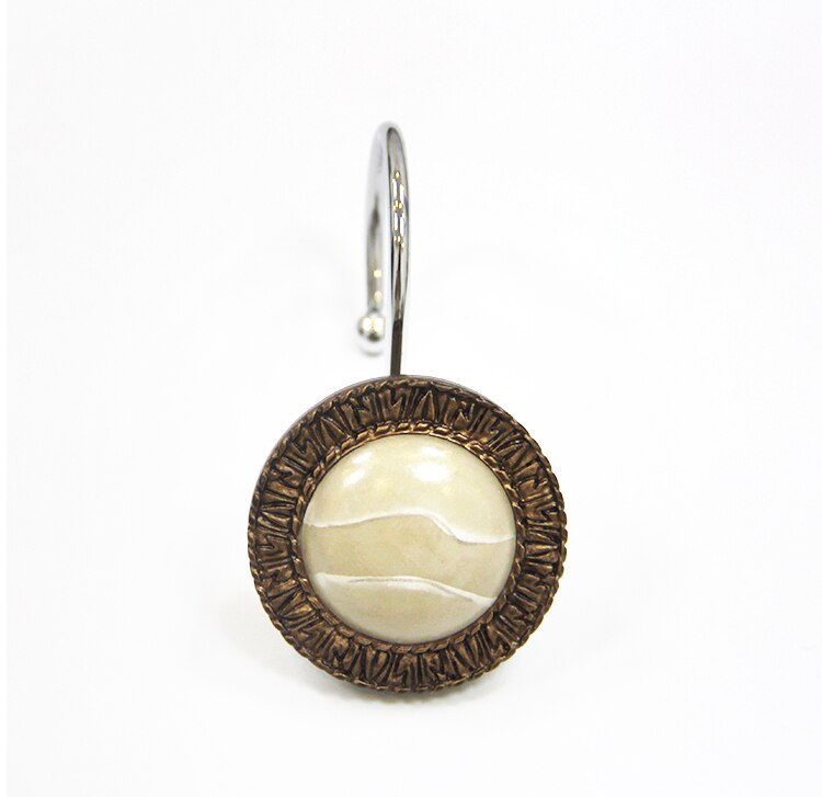 Punch-Free Nordic Telescopic Rod Shower Curtain Rod Set High-end Shower Curtain Hooks Adjustable Bathroom/Window Curtain Rod: 12 pcs hooks