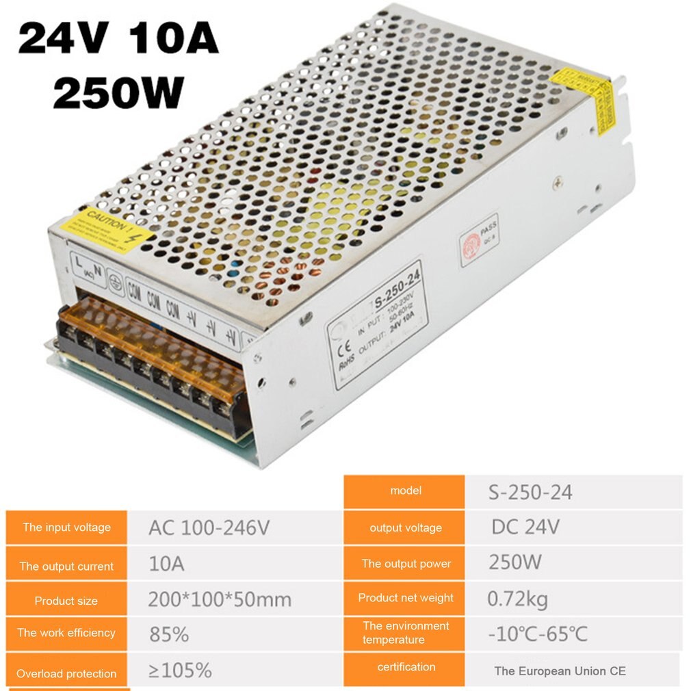 Alimentation à découpage DC24V 1A 2A 2.5A 3A 4.5A 5A 6.5A 8.3A 10A 12.5A 15A 16.5A AC 220V à DC24V AC-DC 24V pour 24V LED Bande: 24v 10A