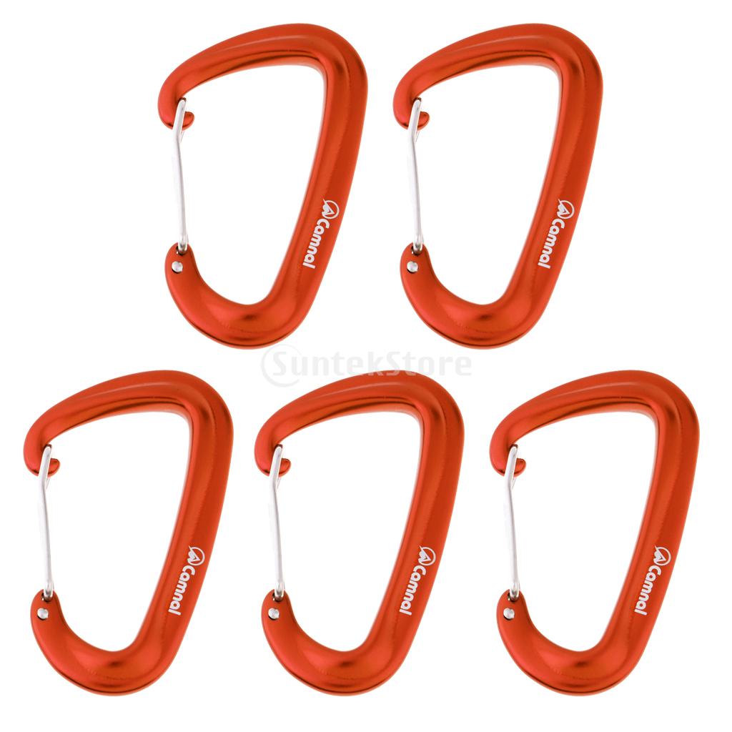 5 Pcs Karabijnhaken 16KN Aluminium Wiregate Karabijnhaken Lichtgewicht Clips Voor Hangmat Camping Swing Yoga: Orange 