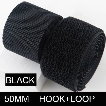 Ruban de fixation en tissu Nylon, 1 mètre/paire, Non adhésif, pour bricolage, accessoires de couture: 1M 50mm  black