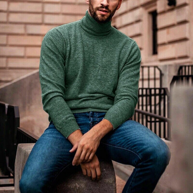 Pull à col roulé en coton pour homme, vêtement et fin, résistant, nouveauté hiver