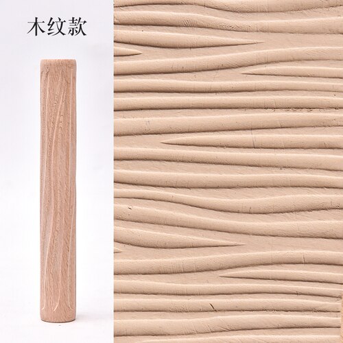 Large Wooden Texture Mud Rolling Mud Board Printing Embossing Stick Wood Grain Rolling Mud Pin Clay Sculpture Modeling Tools: Wood grain