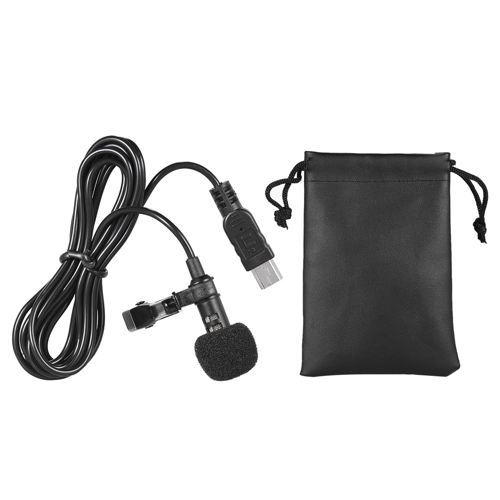 Andoer 150 cm Professionele Microfoon Mini USB Omni-Directionele Stereo Mic Microfoon met Kraag Clip voor Gopro Hero 3 3 + 4