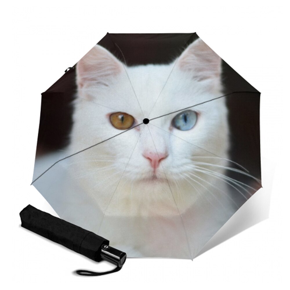 Paraguas de Sol de gato blanco para mujer, protector solar de gatito, 3 Paraguas plegables para niños, Parapluie de Anti-uv: YSA1566