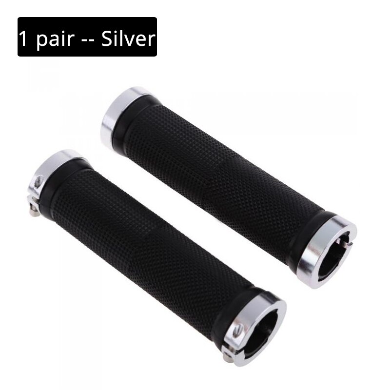 Empuñaduras de bicicleta de aleación de aluminio antideslizantes de goma MTB, empuñaduras de manillar de bicicleta BMX, empuñadura de bicicleta de montaña, manillares, piezas de ciclismo: 1 pair Silver