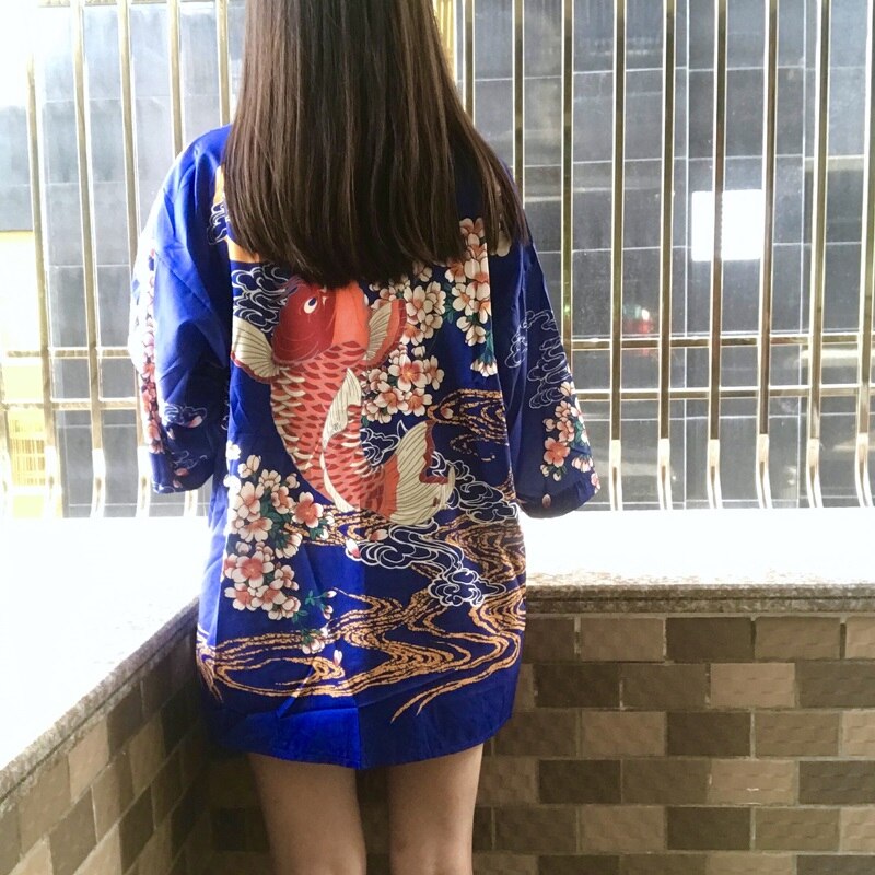 Kimonos mujer Kimono japonés Cardigan Cosplay camisa blusa para mujeres japonés Yukata mujer verano playa Kimono 10246