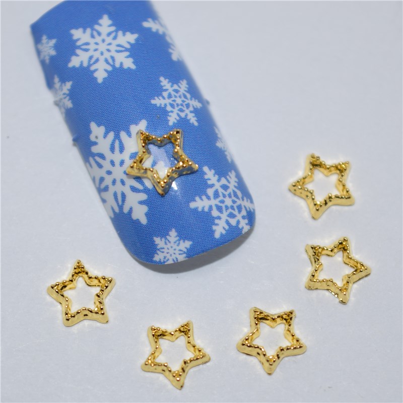 50 Stks Goud stervormige, 3D Metaallegering Nail Art Decoratie/Bedels/Studs, Nagels 3d Sieraden H008