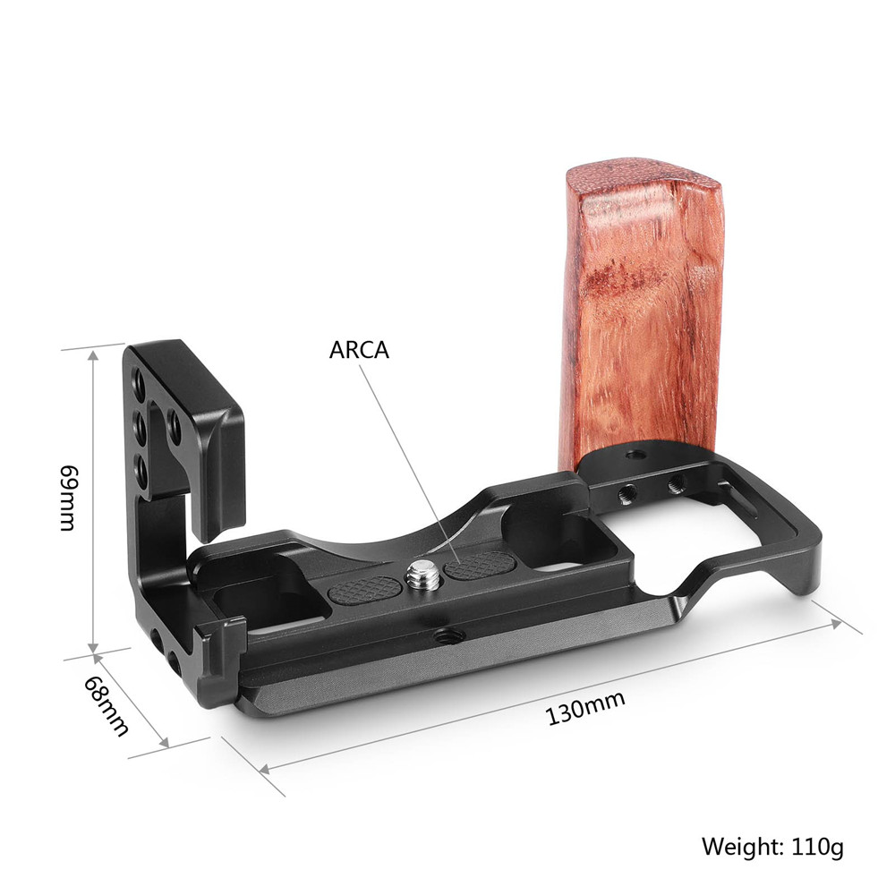 SmallRig a6500 L Plate With Wooden Handle for Sony A6500 L-Bracket Plate Tripod Quick Release Side Plate+Baseplate Kit- 2074