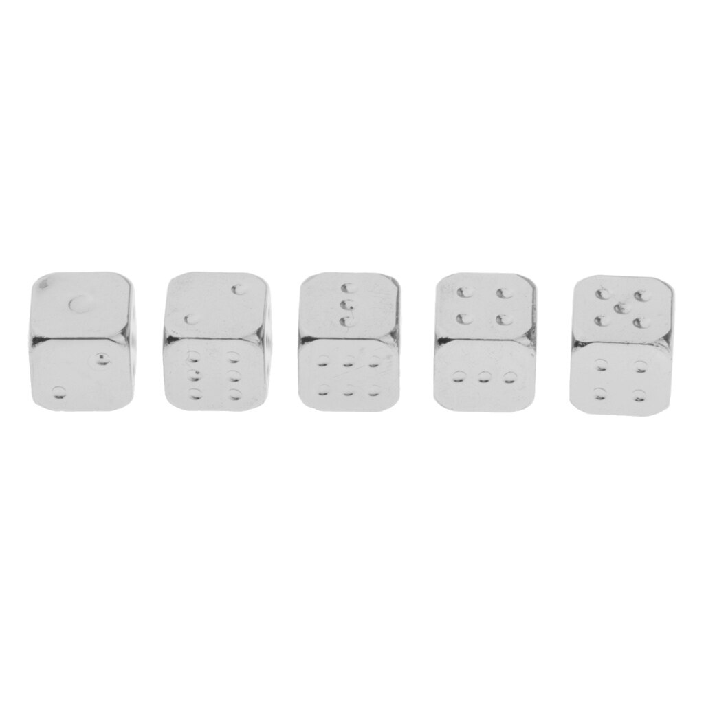 Juego de dados de 6 lados con tono metálico, 5 uds., dados de colores con Pips dorados, dados de esquina redonda, dados de juego de rol, accesorios de Mahjong: Silver