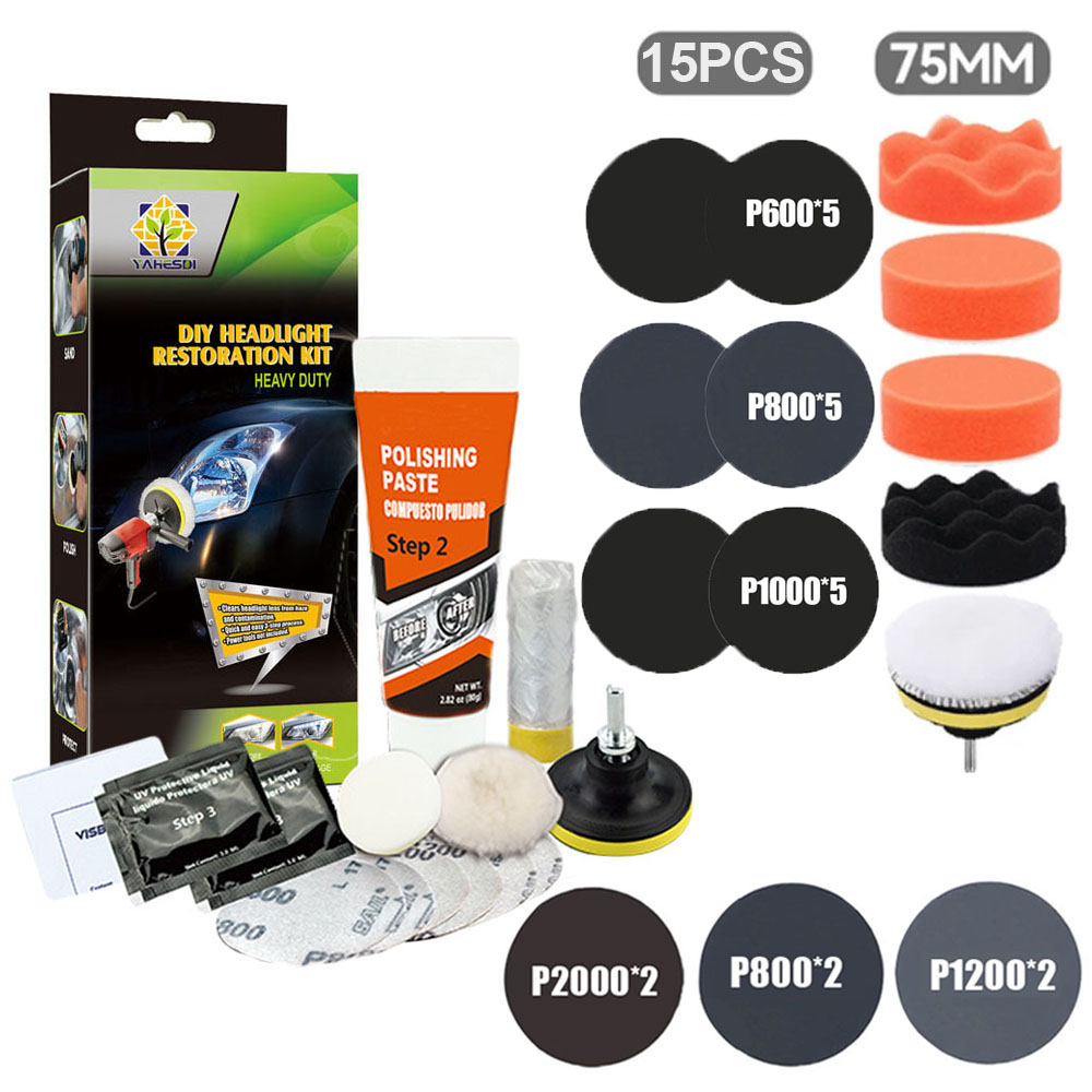 Headlight Restoration Kit DIY Car Headlight Polishing Tool Remove Yellowing & Scratches,Anti-Fogging UV Coating: Pink