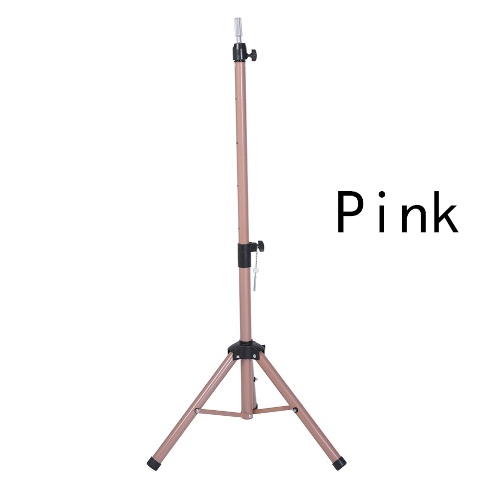 Adjustable Silver Aluminum Mannequin Head Tripod Stand Hairstyles Hairdressing Training Wig Head Clamp Holder for Practice Model: Pink-160cm