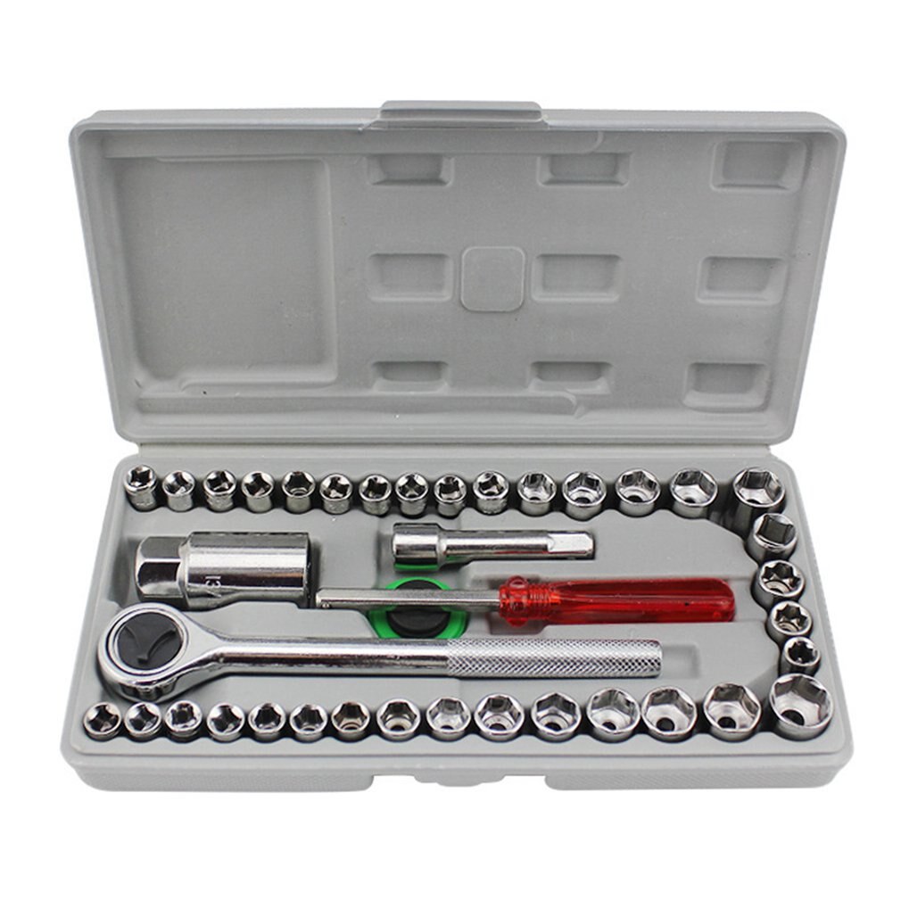 40 Piece Set Socket Wrench Set Universal Barrel Wrench Car Motorcycle Electric Tricycle Repair Tool Box Sleeve Wrench Set