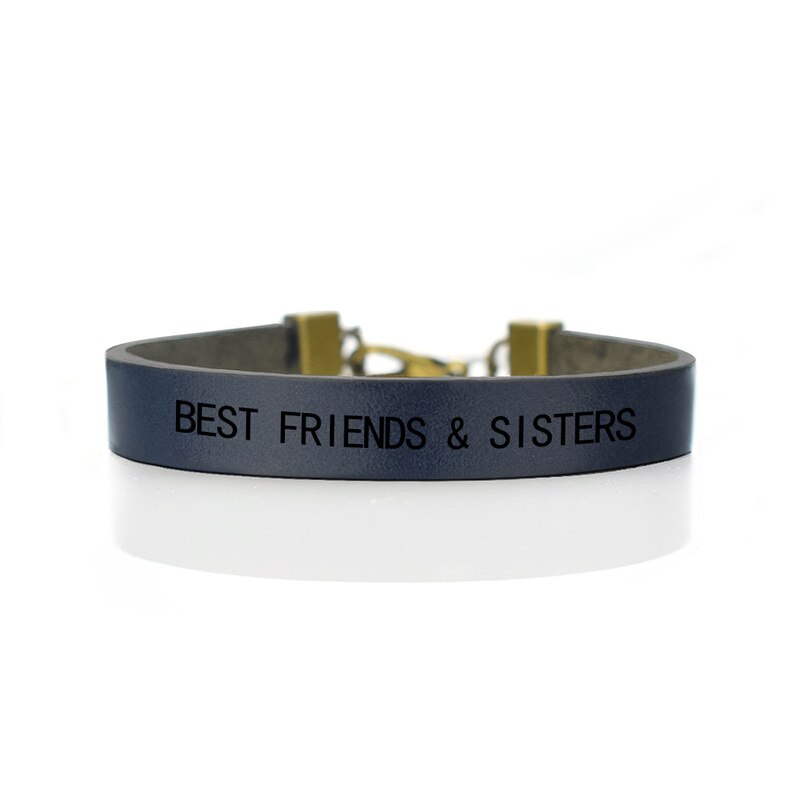 Bedste venner & søstre vintage læder indgraverede armbånd bff fødselsdag idé til hendes venskab til sjæl søster