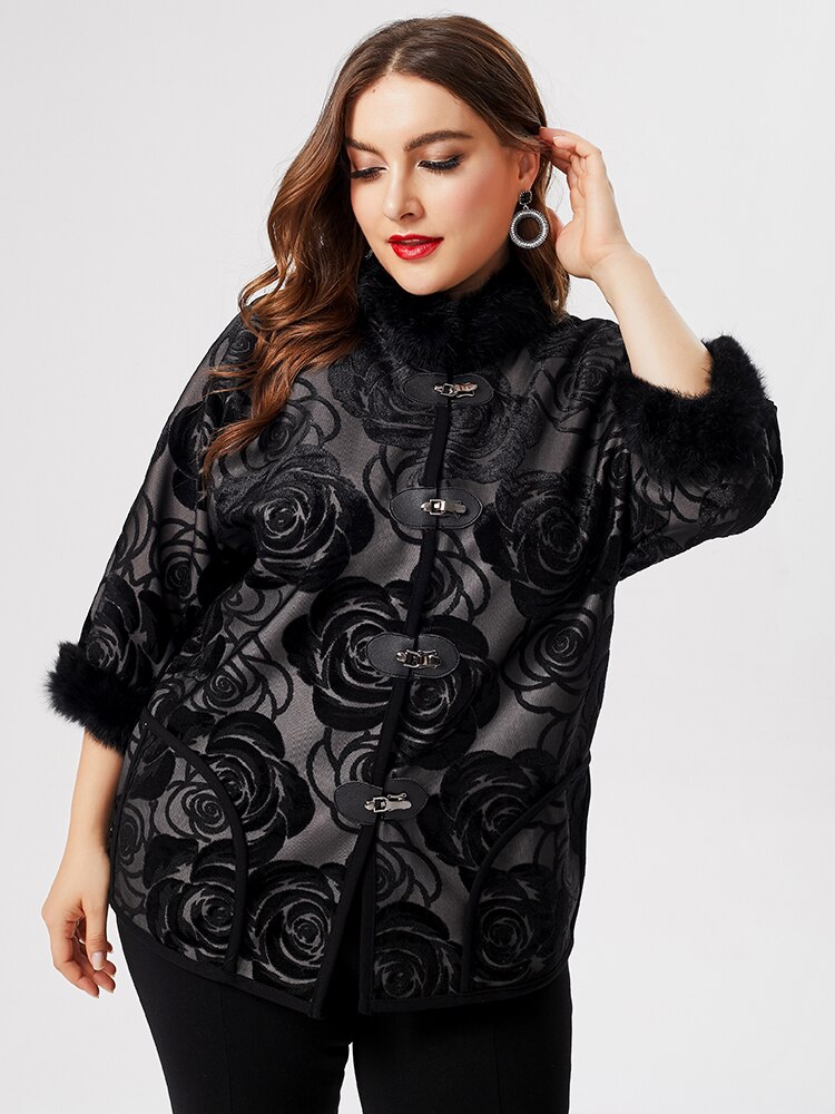 Efterår mor tøj kvinder langærmet frakke jakke dame vintage plus size broderede frakker til kvinder