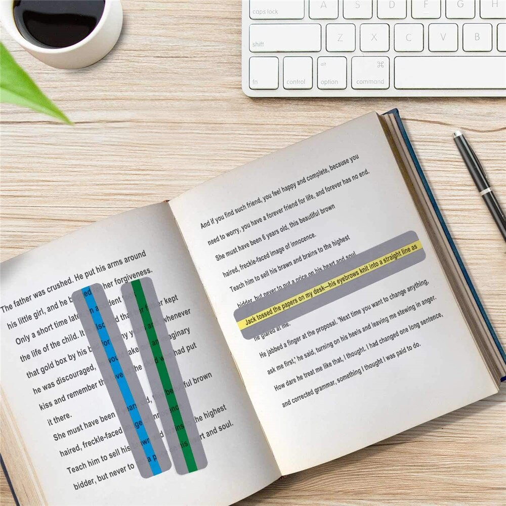 6/8pcs Guided Reading Strips Highlight Strips Colored Overlay Highlight Bookmarks Help with Dyslexia for School Crystal Children