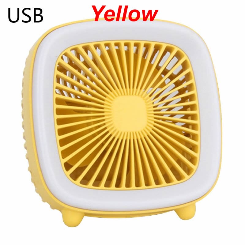 Kannettava mini pöytätuuletin retro tv-ilmanjäähdytin led-valolla usb 3 nopeutta kotitoimistomatkoille: Keltainen