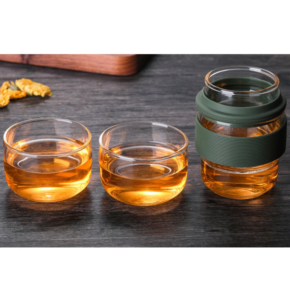 All-in-One Travel Tea Set Portable Glass Tea Set with Carrying Case (Green)