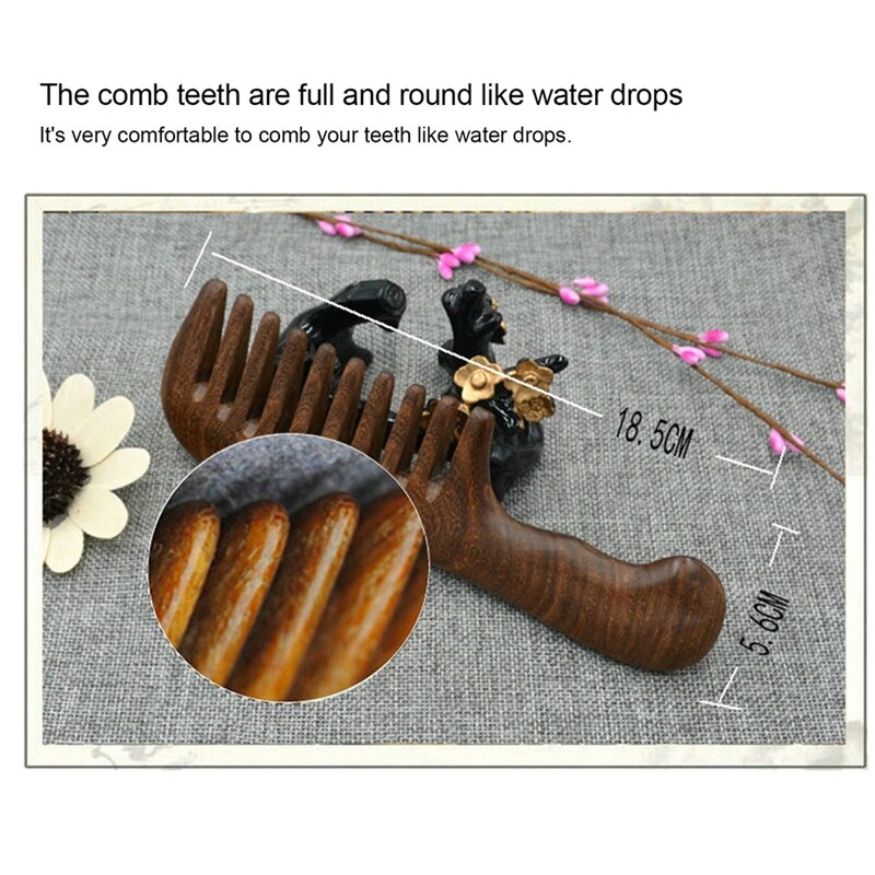 Sandalwood Wide Tooth Comb Curly Hair Portable Coarse Tooth Wooden Comb Hair Massage Tool