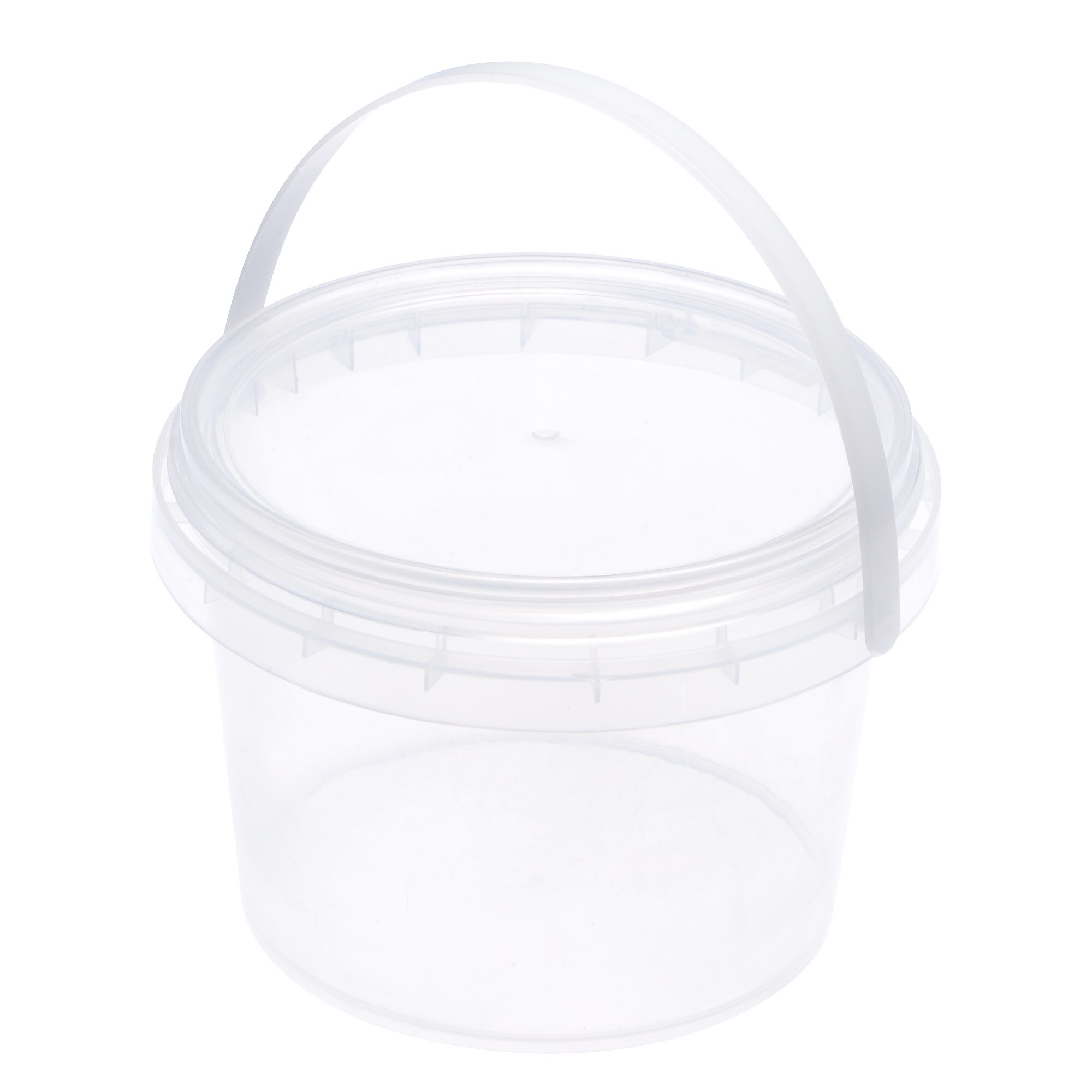 Uxcell-cubo de plástico para pintura, recipiente multiusos de 0,13 galones/500ml, taza de Pintura transparente con mango y tapa