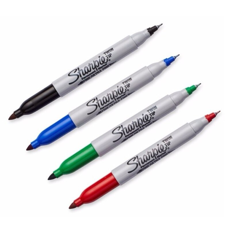 4 farver/parti sharpie permanent tusch pen tvillingspids fine tuscher hurtigtørrende blæk glat skrift cd markør pennarello