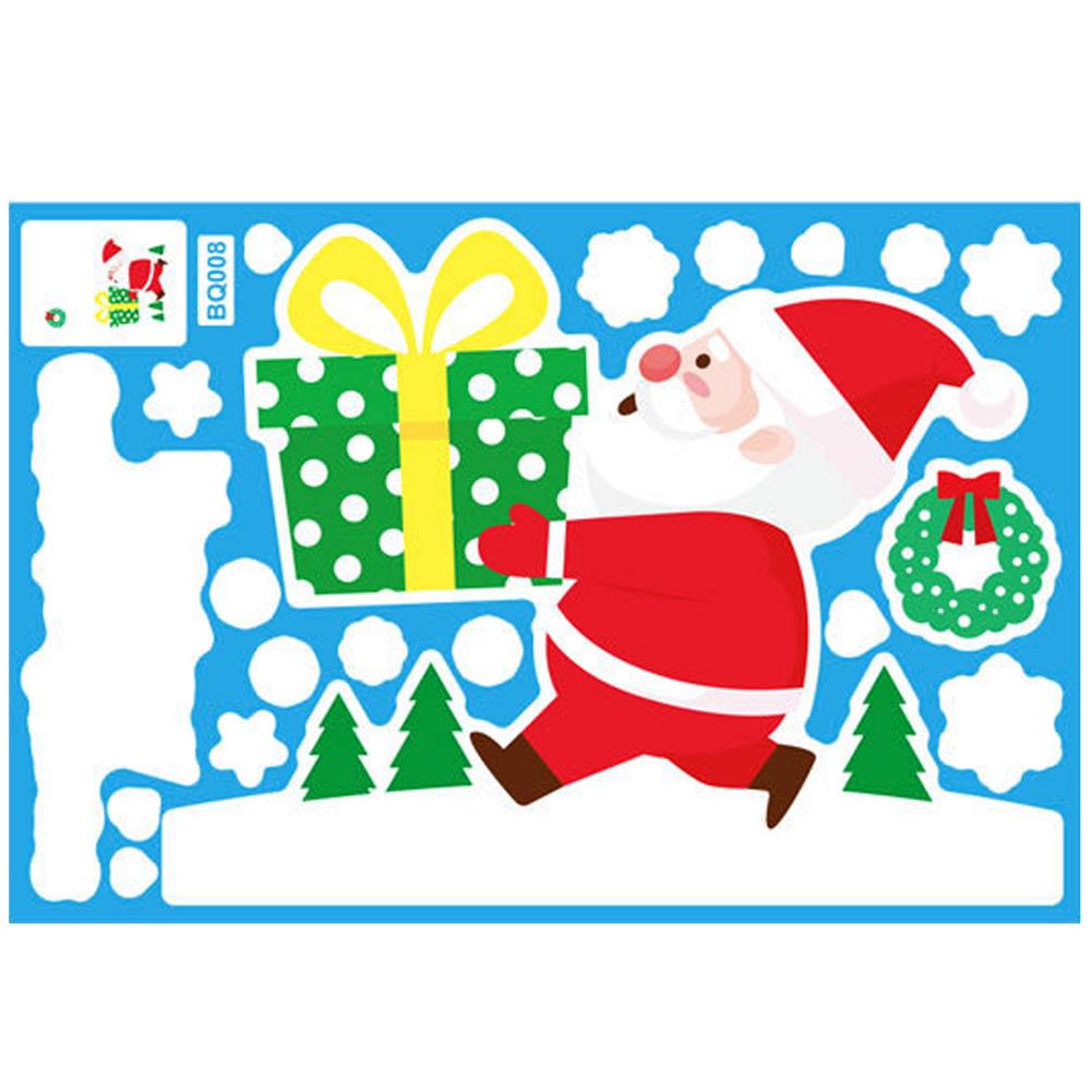 Christmas Santa Claus Window Clings Decals Snowflake Refrigerator Stickers Christmas Party Decoration Electrostatic Wall Sticker: A
