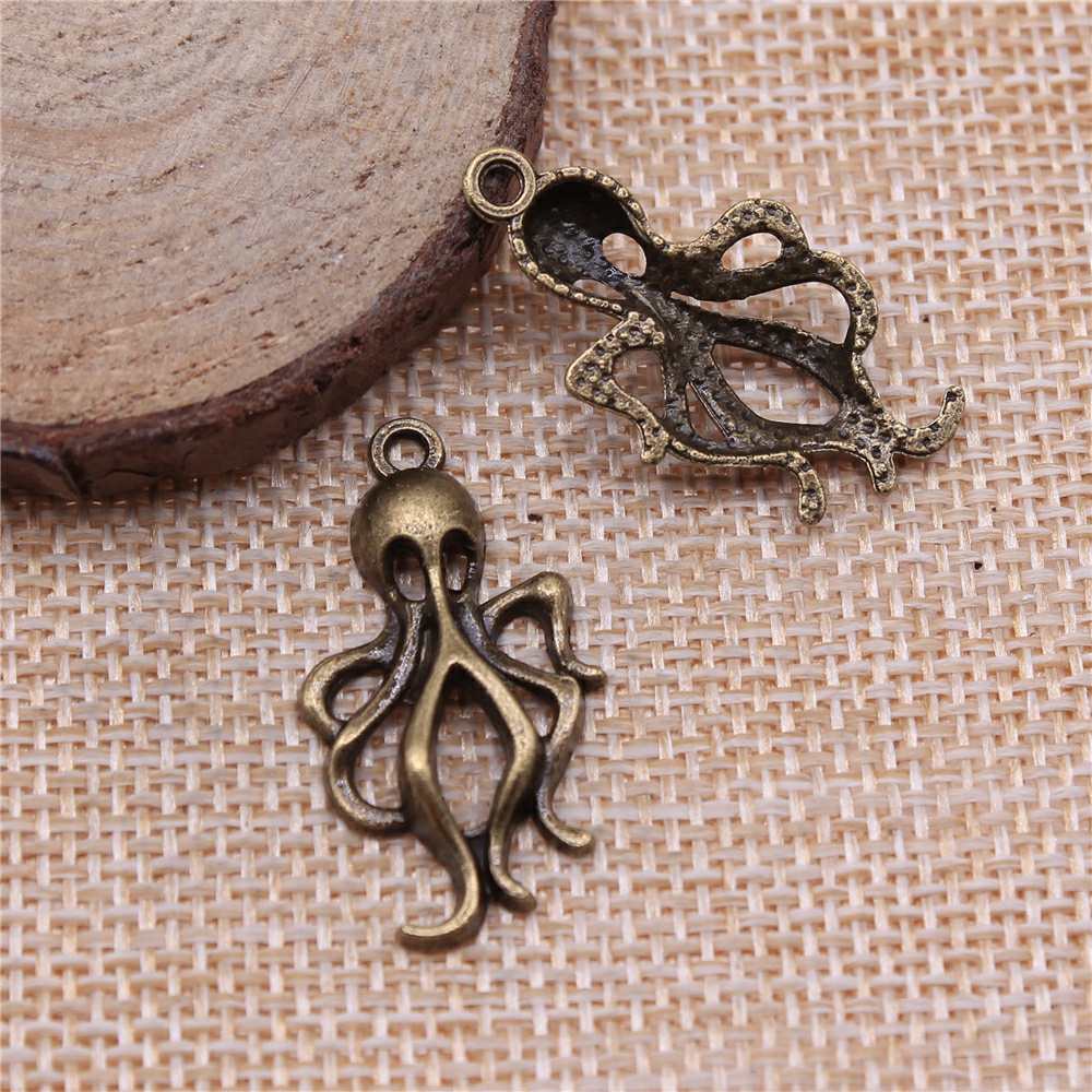 Wysiwyg 10 Stuks 32X17Mm Hanger Octopus Octopus Charm Hangers Voor Sieraden Maken 2 Kleuren Inktvis Hangers