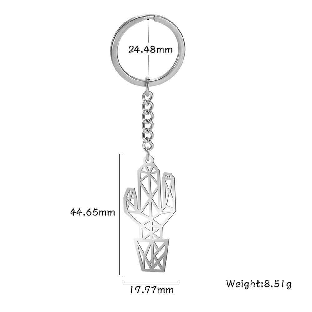 SKYRIM Hollow Cactus Cacti Plant Keychain Key-ring Stainless Steel Key Ring Holder Pendant For To Bag Women Men