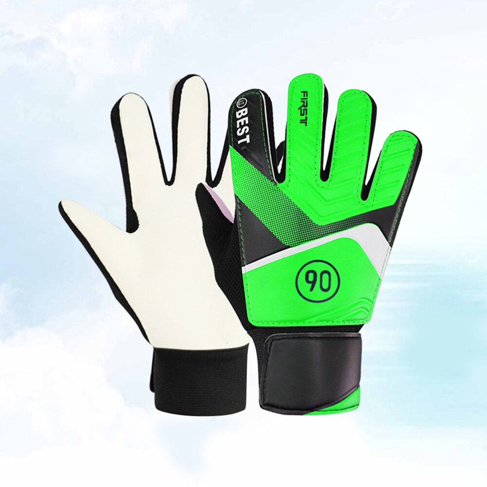 1 Pair of Football Sport Glove Goalkeeper Shock-absorbent Wear-resistance Glove Goalkeeper Breathable Adjustable Protective Gear: Green