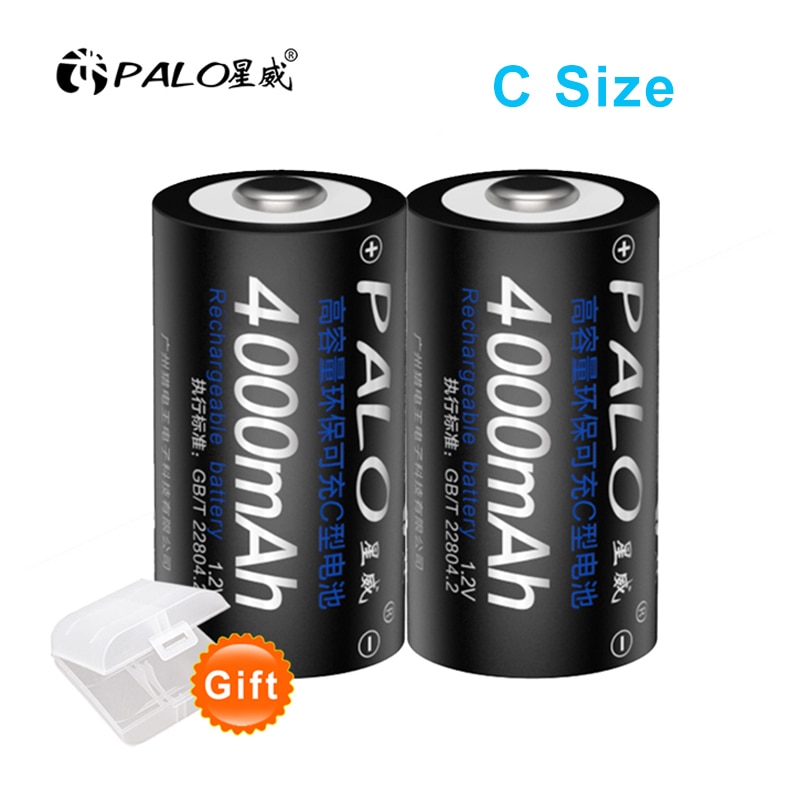 PALO 1-12 Uds tamaño C batería recargable tipo C LR14 batería 1,2 V NI-MH recargable C batería 4000mAh baja autodescarga